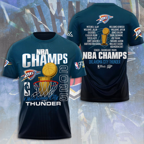 Oklahoma City Thunder 2025 NBA Champions 3D Apparel – NGHIAVT 2912
