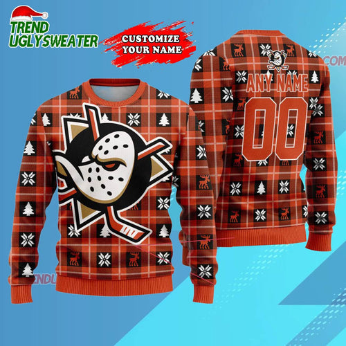 NHL Anaheim Ducks Personalized Snow Tree Ugly Christmas Sweater