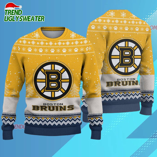 NHL Boston Bruins Hockey Team Design New Ugly Christmas Sweater