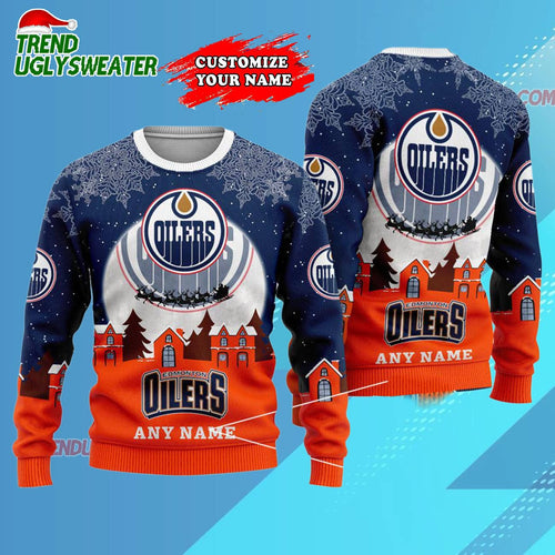 NHL Edmonton Oilers Hockey New Design Litmited Christmas Ugly Sweater