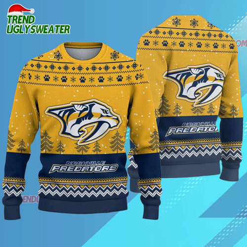 NHL Nashville Predators Hockey Team Design New Ugly Christmas Sweater
