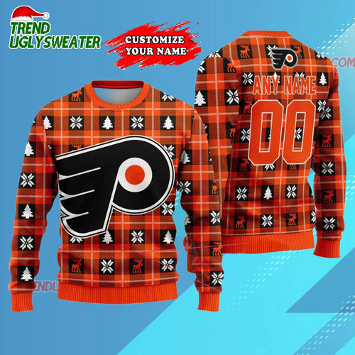 NHL Philadelphia Flyers Personalized Snow Tree Ugly Christmas Sweater