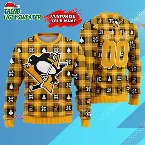 NHL Pittsburgh Penguins Personalized Snow Tree Ugly Christmas Sweater
