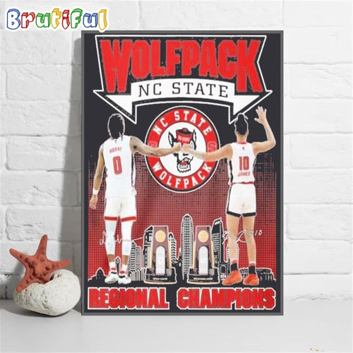 Nc State Wolfpack Horne And James Regional Champions Wall Art Poster Canvas