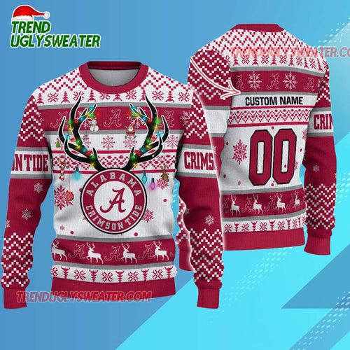 Personalized Ncaa Alabama Crimson Tide Special Reindeer Light Ugly Christmas Sweater