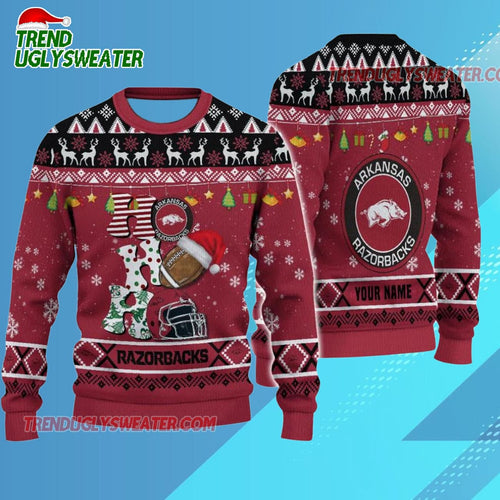 Ncaa Arkansas Razorbacks Football Ho Ho Ho Ugly Christmas Sweater