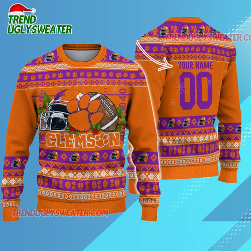 Ncaa Clemson Tigers Logo Team Football Custom Christmas Ugly Sweater