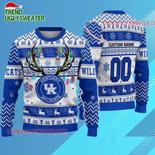 Personalized Ncaa Kentucky Wildcats Special Reindeer Light Ugly Christmas Sweater