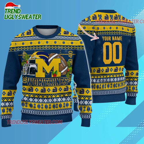 Ncaa Michigan Wolverines Logo Team Football Custom Christmas Ugly Sweater