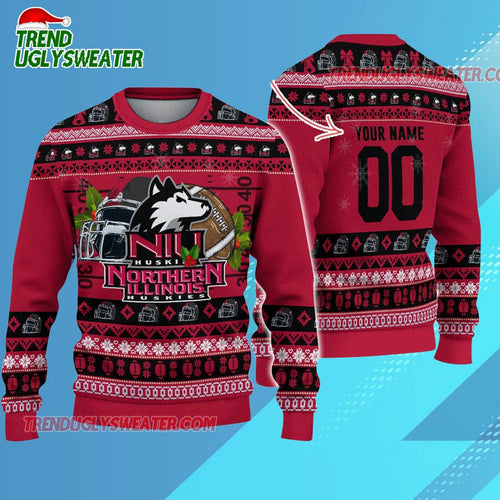 Ncaa Northern Illinois Huskies Logo Team Football Custom Christmas Ugly Sweater