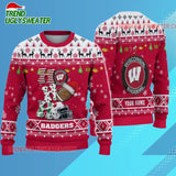 Ncaa Wisconsin Badgers Football Ho Ho Ho Ugly Christmas Sweater