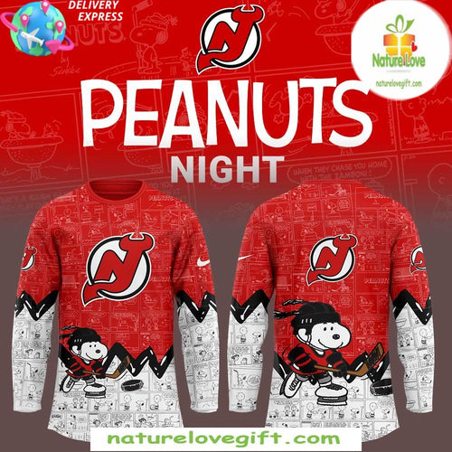 New Jersey Devils Peanuts Anniversary Hockey Jersey Limited Edition