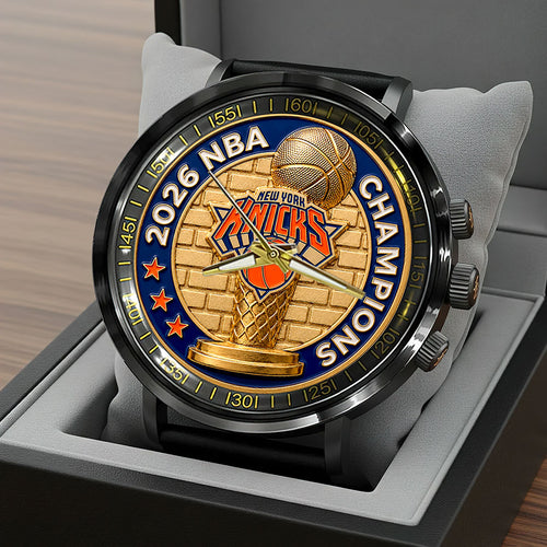 New York Knicks 2026 NBA Finals Champions Black Stainless Steel Watch – HOATT19064