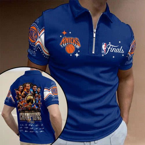New York Knicks 2026 NBA Finals Champions Zip Polo Shirt – HOATT19034