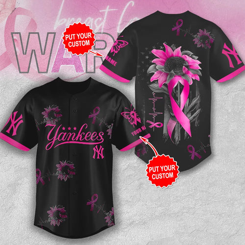 Personalized New York Yankees x Breast Cancer Awareness Baseball Jersey – MAITM12931