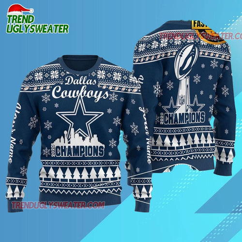 Nfl Dallas Cowboys Champions 2025 Custom Ugly Christmas Sweater