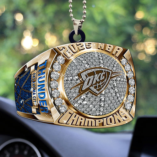 Oklahoma City Thunder 2025 NBA Champions Custom shape 2-sided Acrylic Car Ornament โ HOATT 11389