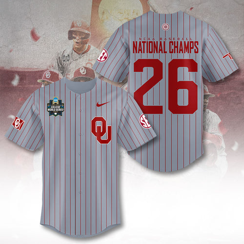 Oklahoma Sooners 2026 NCAA Baseball Men's College World Series Champions Baseball Jersey – TANTN23865