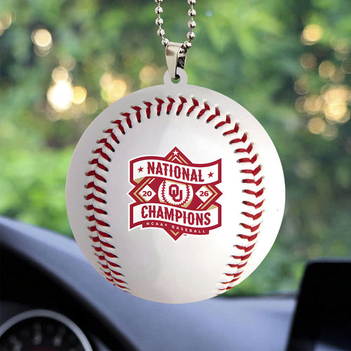 Oklahoma Sooners 2026 NCAA Baseball Men's College World Series Champions Custom shape 2-sided Acrylic Car Ornament โ TANTN23829