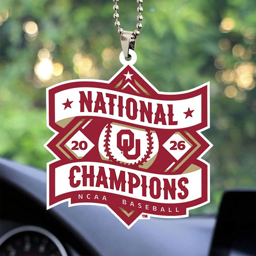 Oklahoma Sooners 2026 NCAA Baseball Men's College World Series Champions Custom shape 2-sided Acrylic Car Ornament โ TANTN23834