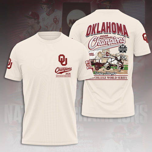 Oklahoma Sooners 2026 NCAA Baseball Men's College World Series Champions 3D Apparel – HOATT18949