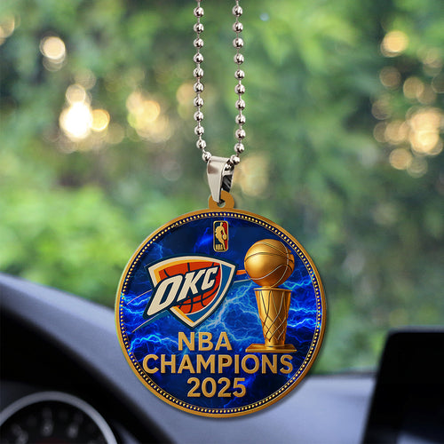 Oklahoma City Thunder 2025 NBA Champions Custom shape 2-sided Acrylic Car Ornament โ TANTN 13908