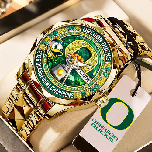 Oregon Ducks Football 2026 Orange Bowl Champions Alloy Luxury Quartz Watch – TMTHU3080