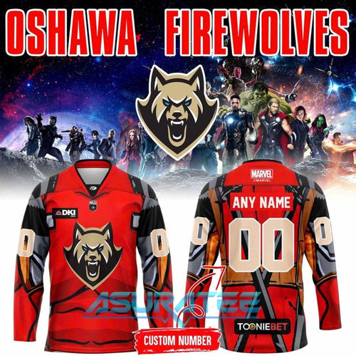 Oshawa FireWolves 2026 Marvel Super Hero Night Hockey Jersey