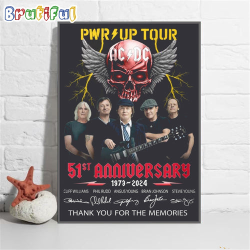 PWR Up Tour ACDC 51ST Anniversary 1974-2024 Wall Art Poster Canvas