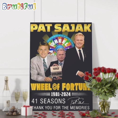 Pat Sajak Wheel Of Fortune 1981-2024 41 Seasons Signature Wall Art Poster Canvas