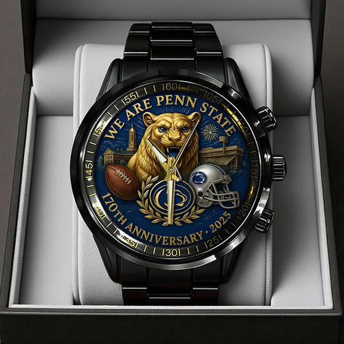 Penn State Nittany Lions Football 170th Anniversary 2025 Black Stainless Steel Watch – TANTN16147