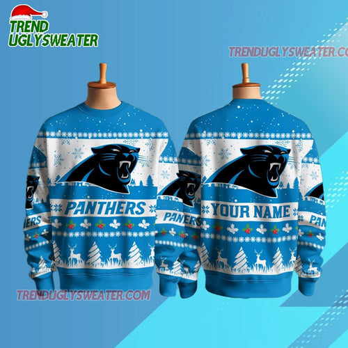 Personalized Personalized Carolina Panthers NFL Snow Ugly Christmas Sweater