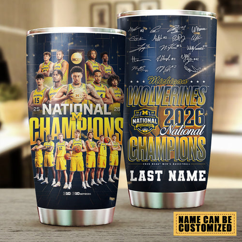 Pesonalized Michigan Wolverines 2026 NCAA Men's Basketball National Champs Tumbler Cup – TMTHU5110