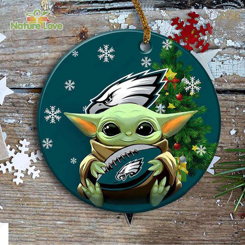Philadelphia Eagles Baby Yoda Ornament Christmas Tree Decorations NFL Gifts