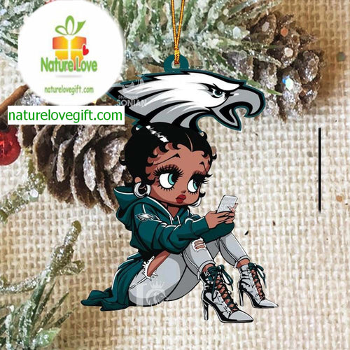 Philadelphia Eagles Beauty Black Fan Girl Football NFL Acrylic Christmas Tree Decoration Ornament