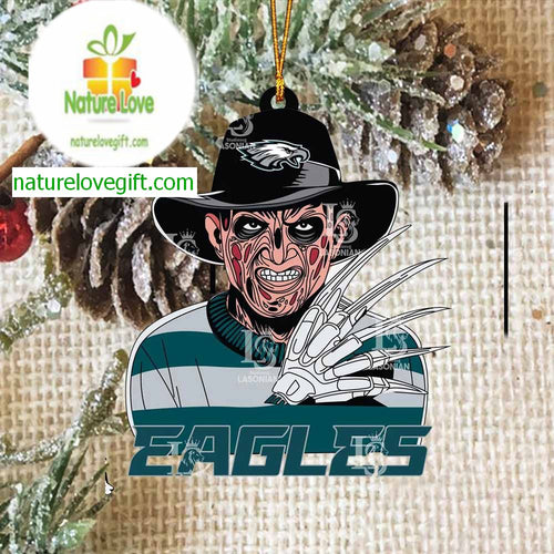 Philadelphia Eagles Freddy Krueger Horror Halloween NFL Acrylic Christmas Tree Decoration Ornament