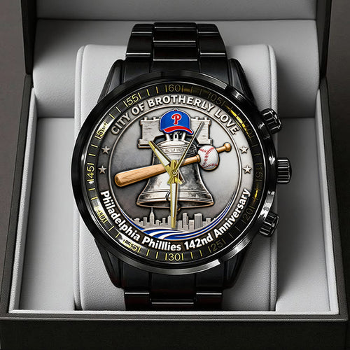 Philadelphia Phillies 142nd Anniversary Black Stainless Steel Watch – TANTN18483