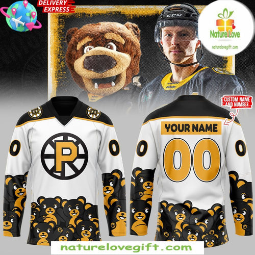 Providence Bruins White Hockey Jersey Teddy Bear Toss