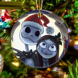 Sally Skellington Face Couples Christmas Ornaments