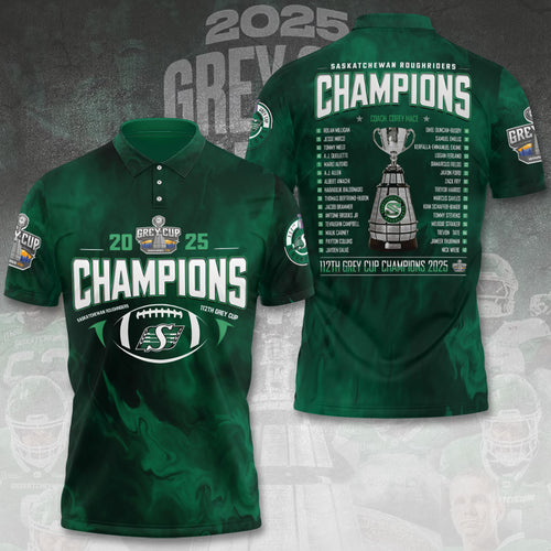 Saskatchewan Roughriders 2025 Grey Cup Champions 3D Apparel – TANTN18825