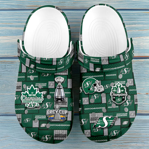 Saskatchewan Roughriders 2025 Grey Cup Champions Custom Clogs – HOATT14870