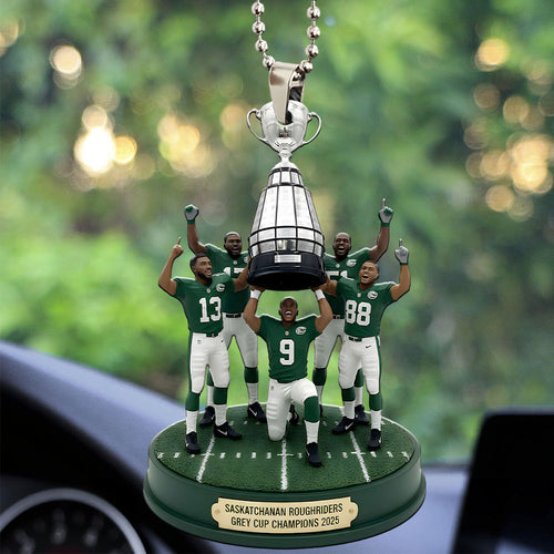 Saskatchewan Roughriders 2025 Grey Cup Champions Custom shape 2-sided Acrylic Car Ornament – MAITM13883