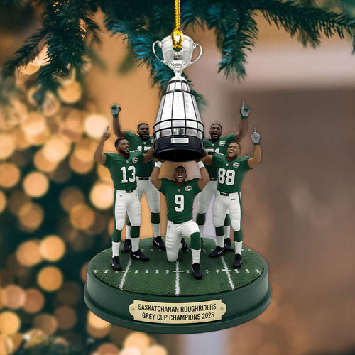 Saskatchewan Roughriders 2025 Grey Cup Champions Custom Shape 2-sided Acrylic Ornament – MAITM13869