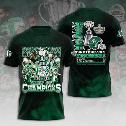 Saskatchewan Roughriders 2025 Grey Cup Champions 3D Apparel – HOATT14726
