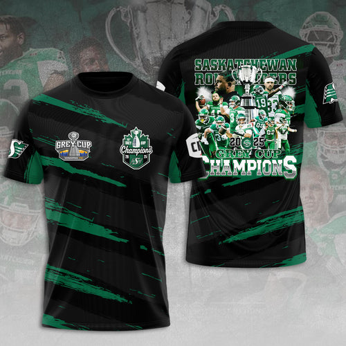 Saskatchewan Roughriders 2025 Grey Cup Champions 3D Apparel – HOATT14769