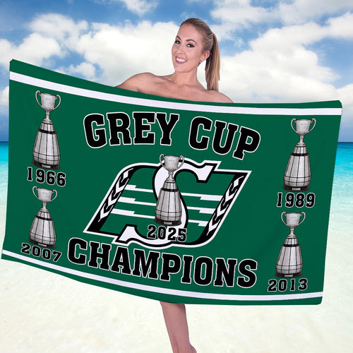 Saskatchewan Roughriders 2025 Grey Cup Champions Rectangle Beach Towel – TANTN18838