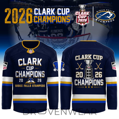 Sioux Falls Stampede 2026 Clark Cup Champions USHL Hockey Jersey Limited Release