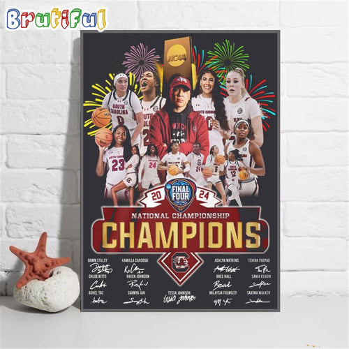 South Carolina Gamecocks 2024 NCAA Women’s Basketball National Champions Final Four Poster Canvas