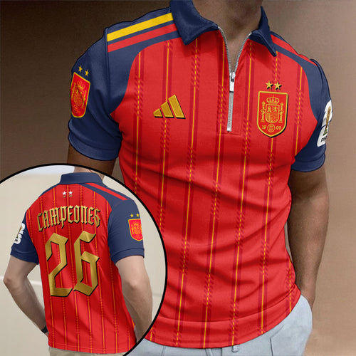 Spain National Team 2026 FIFA World Cup Champions Zip Polo Shirt – HOATT19738