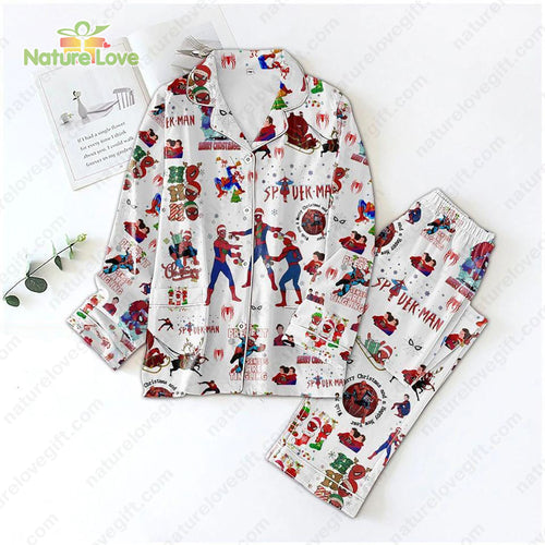 Spiderman Christmas Pajamas Funny Xmas Gift for Marvel Fans